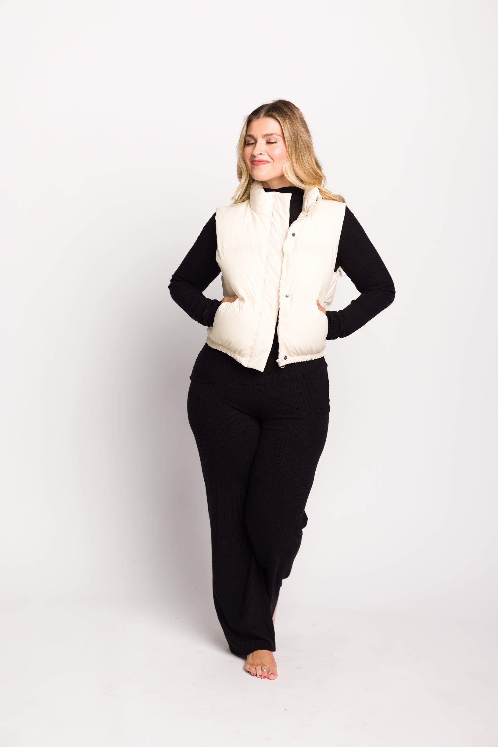 Aspen Steppweste in Cappuccino Foam – Leichte Damenweste mit Kragen