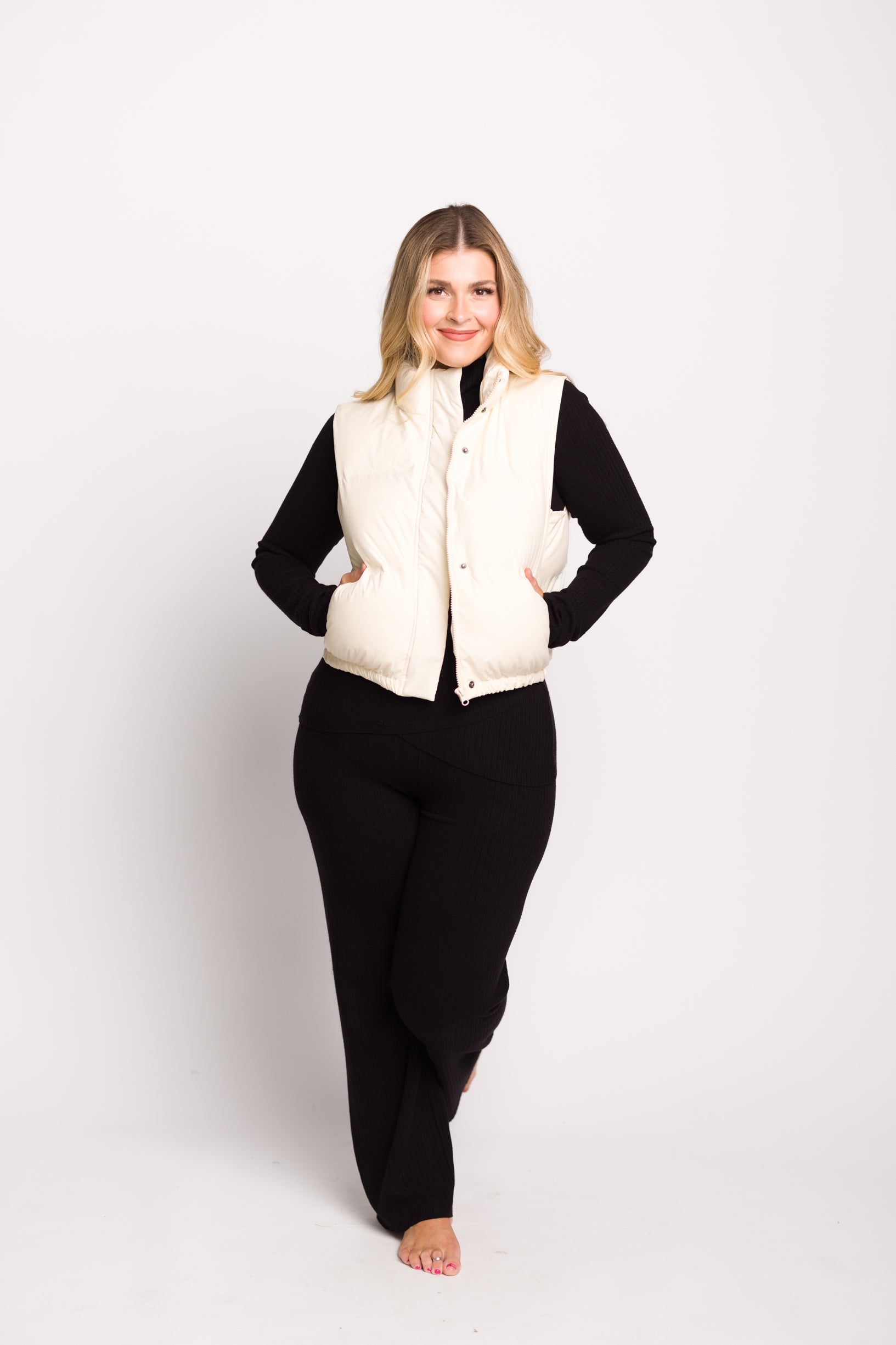 Aspen Steppweste in Cappuccino Foam – Leichte Damenweste mit Kragen